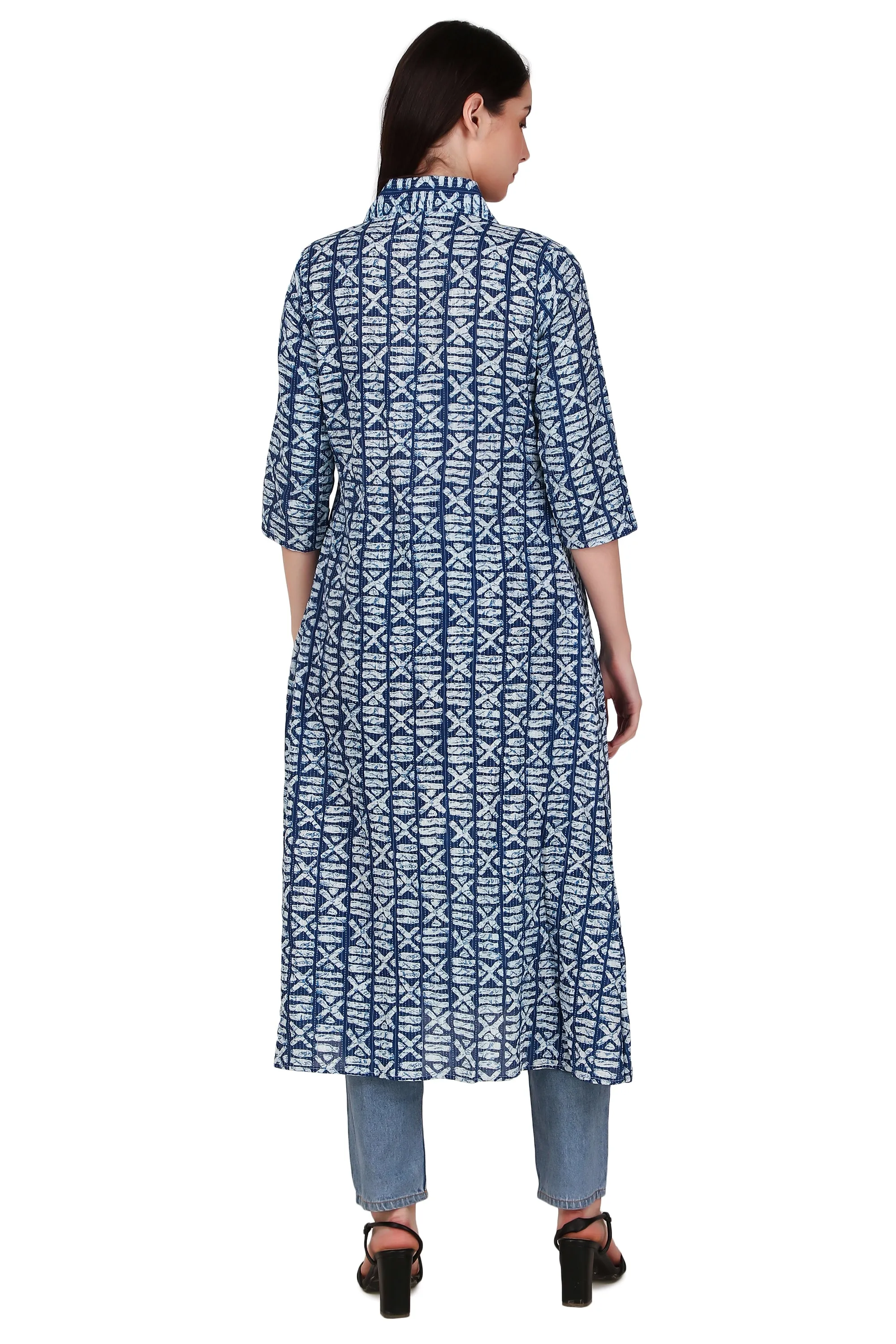 Magnetism A-LINE indigo Cotton Kurti for Women