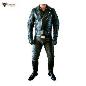 Men's Real Leather Pants Double Zips Pants Jeans Trousers Interest BLUF Pants