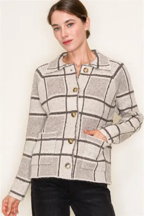 Mocha Plaid Cardigan Jacket