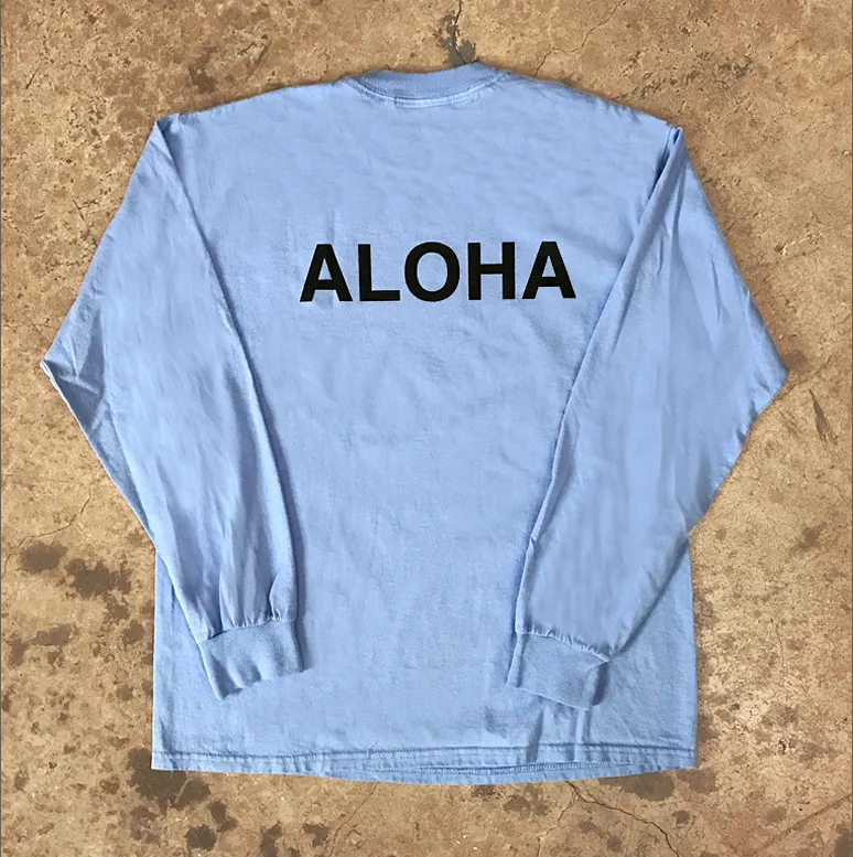 Mucho Aloha Front & Back Print Long-Sleeve Tee