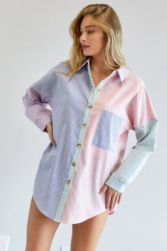 Multi Color Striped Button Down Shirt