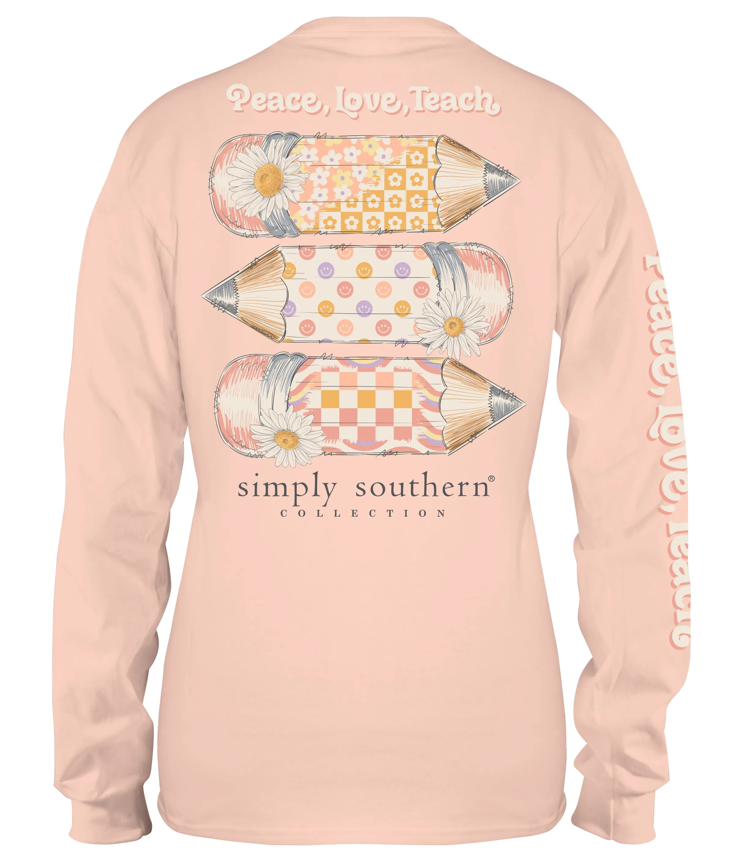 'Peace Love Teach' Long Sleeve Tee by Simply Southern