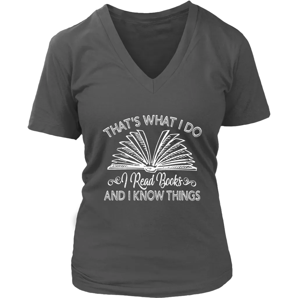 "I Read Books" V-neck Tshirt