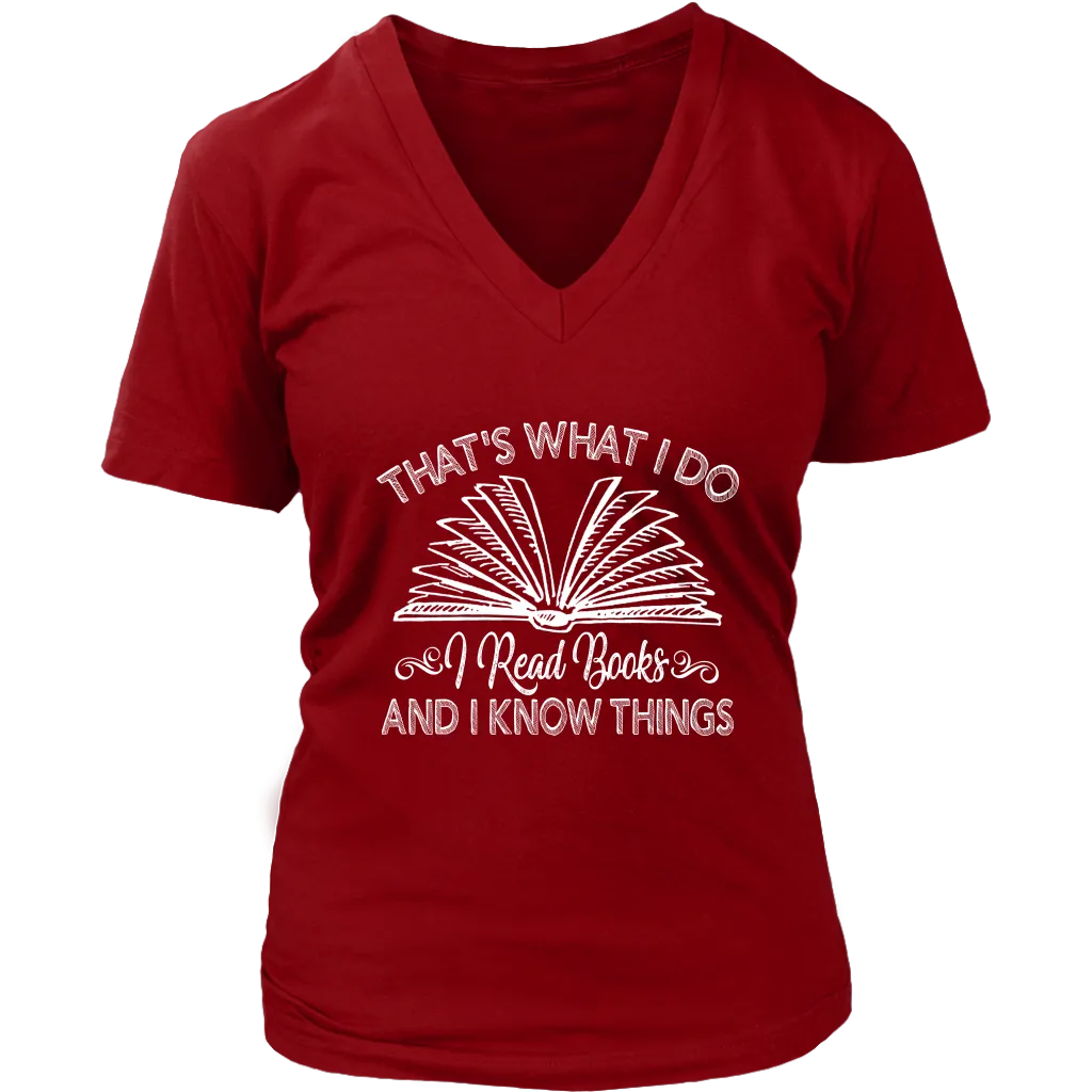 "I Read Books" V-neck Tshirt