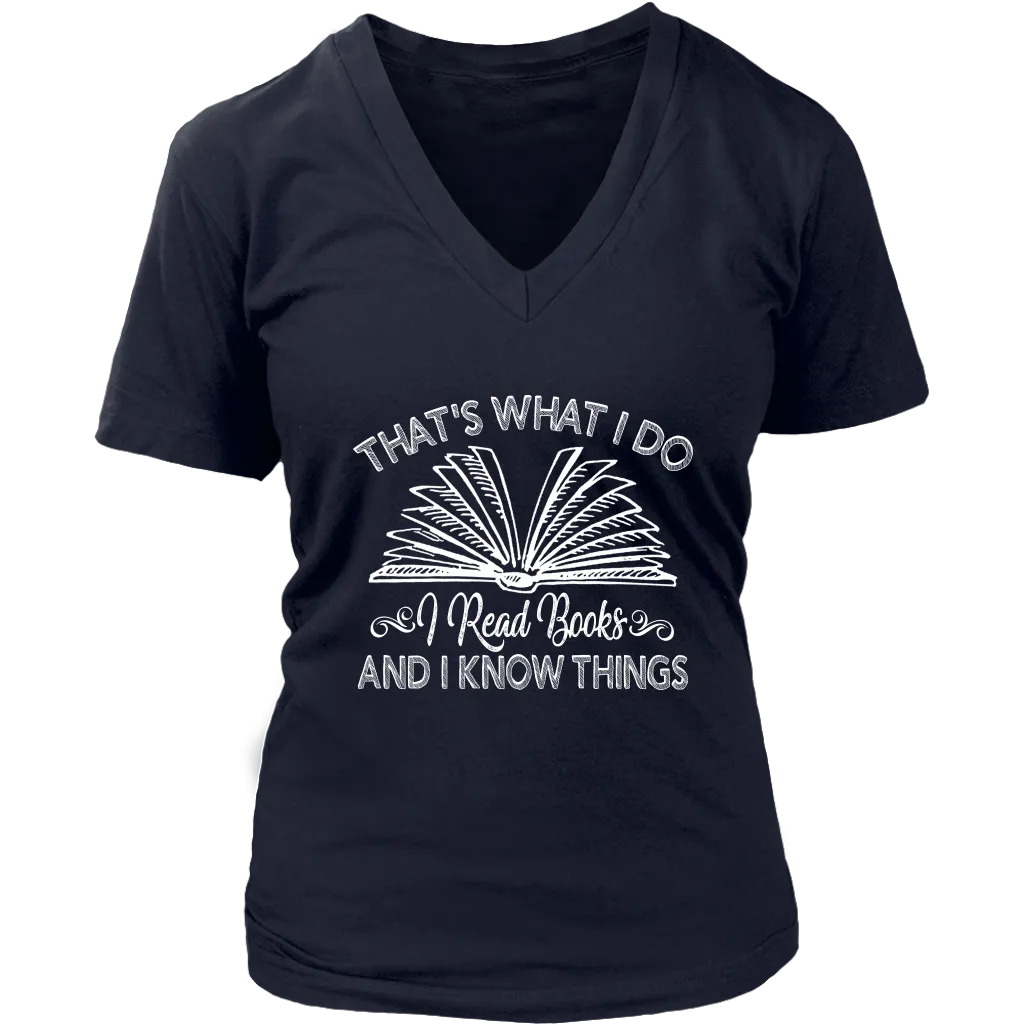 "I Read Books" V-neck Tshirt