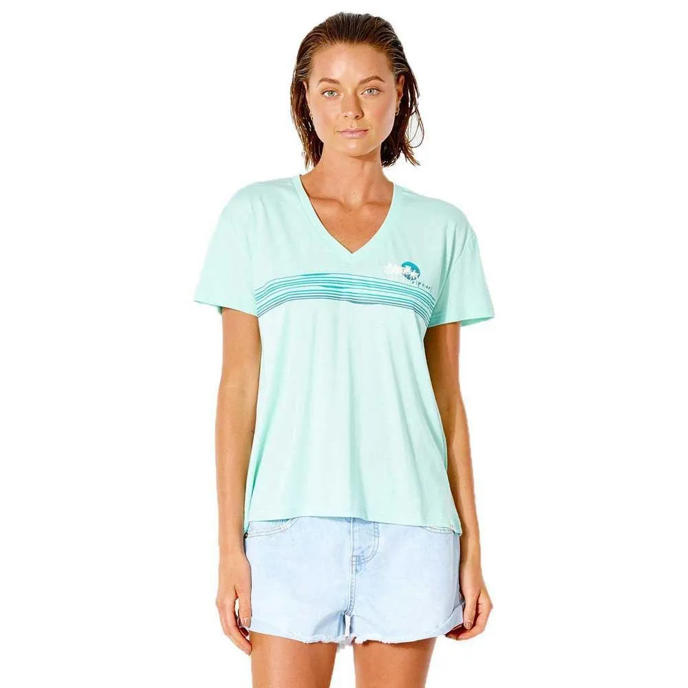 Rip Curl Sunset V Neck Ladies Tee Light Aqua