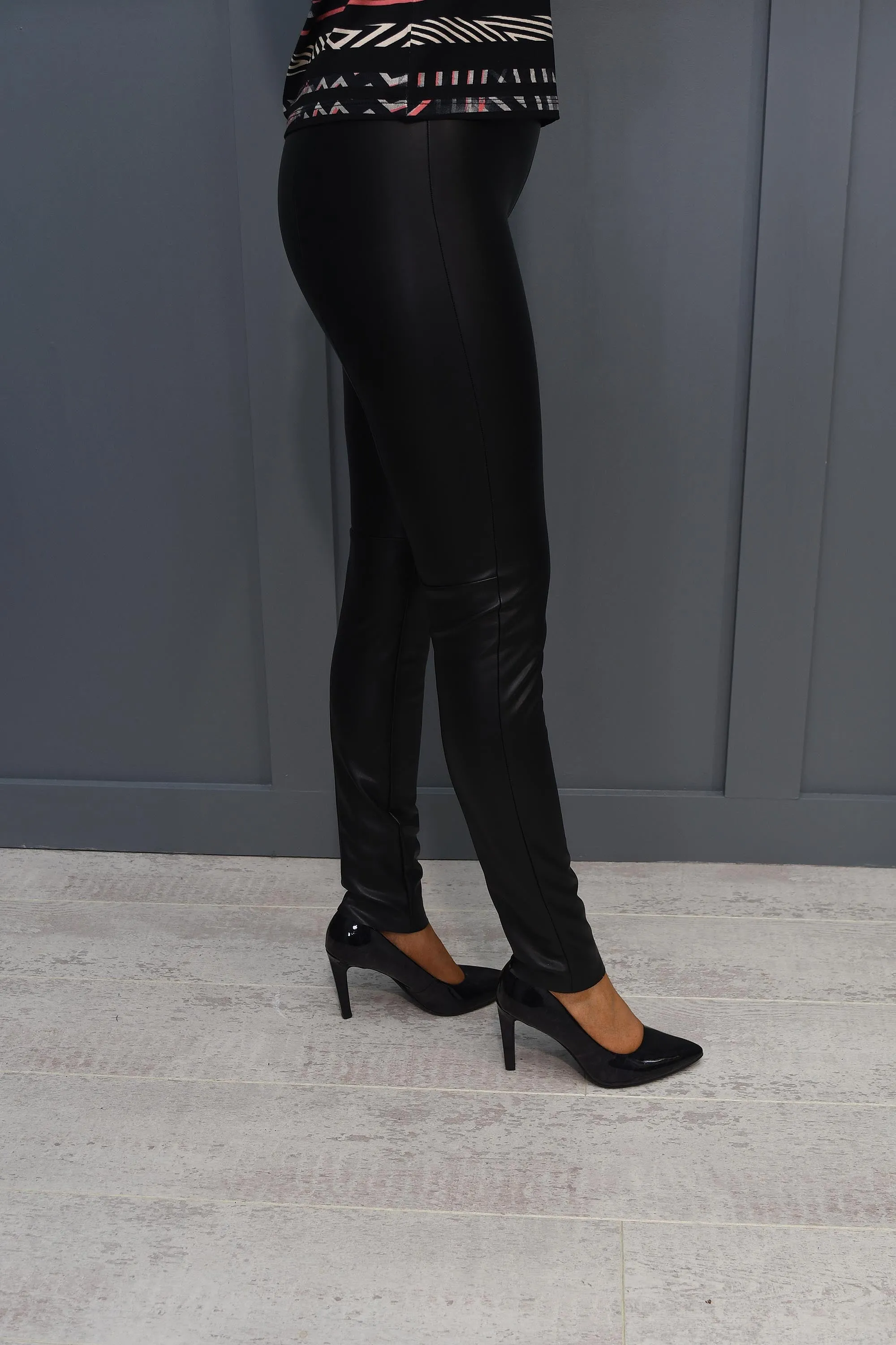 Robell Enie Black Faux Leather Trousers - 51471 60042 90