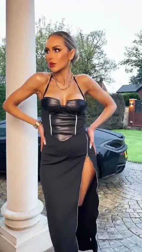 Sexy wrap chest hanging neck dress