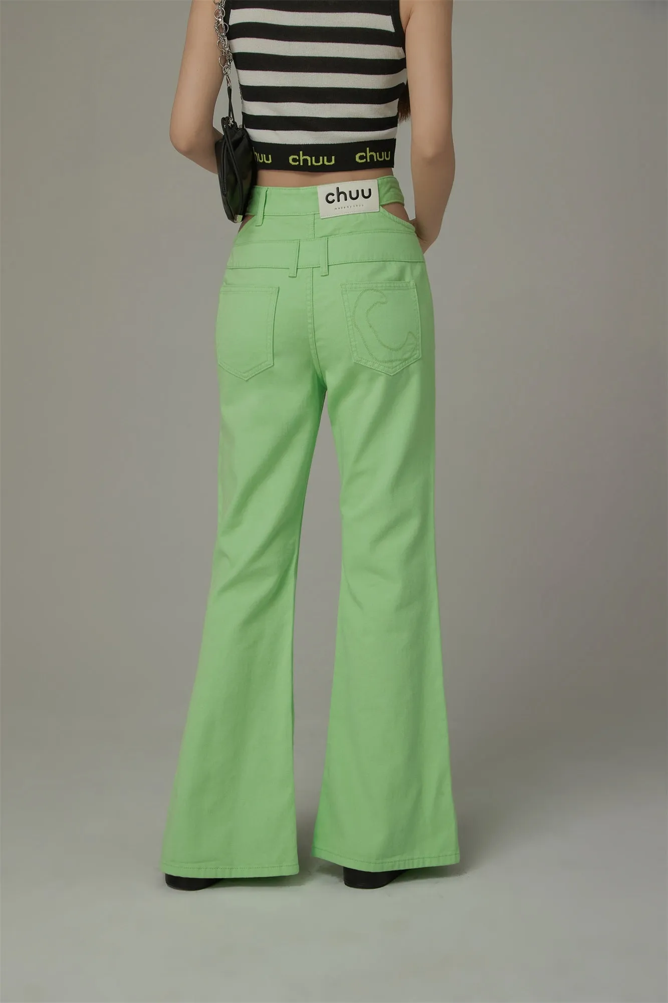 Side And Front Slits Bootcut Pants