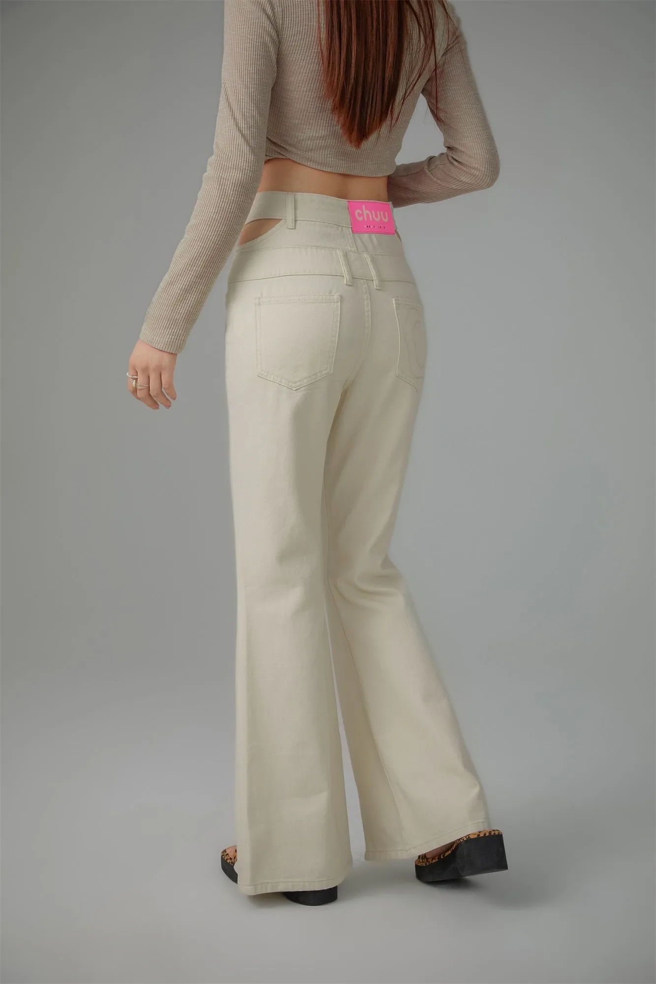 Side And Front Slits Bootcut Pants