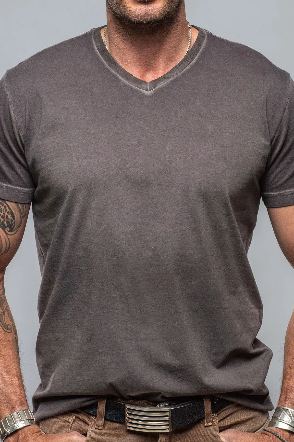 Siena Cotton V Neck In Basalt