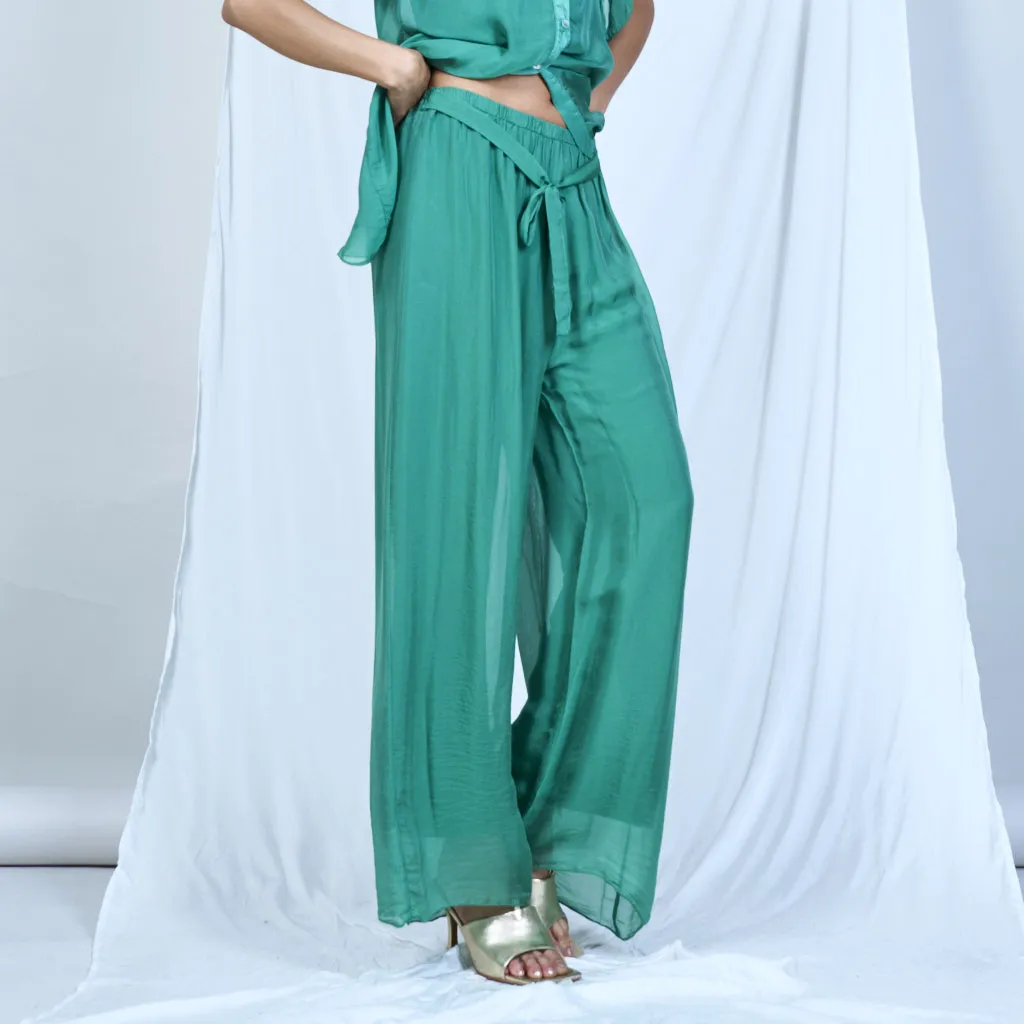 Silk chiffon sleek charcoal drawstring palazzo pants wholesale