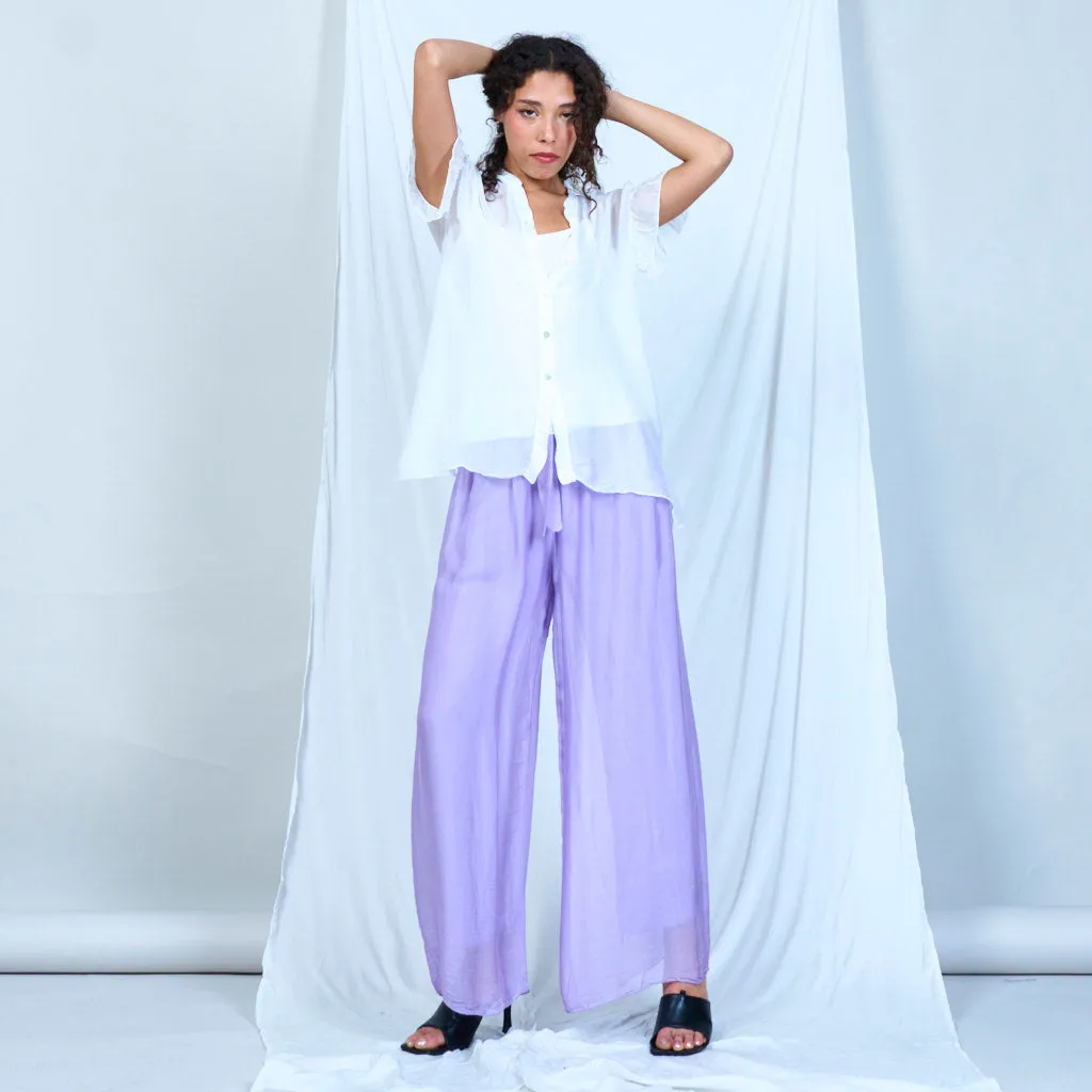 Silk chiffon sleek charcoal drawstring palazzo pants wholesale