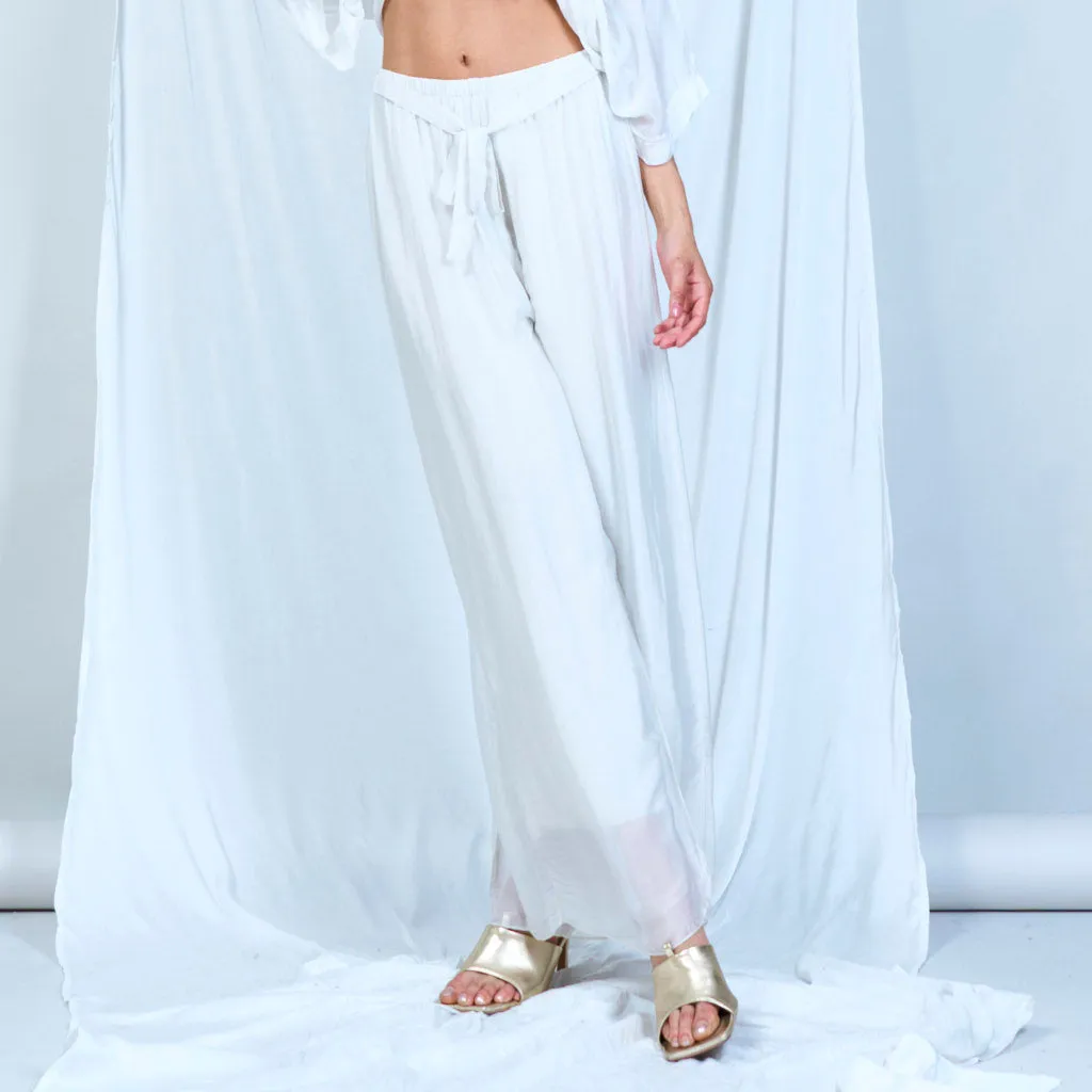 Silk chiffon sleek charcoal drawstring palazzo pants wholesale