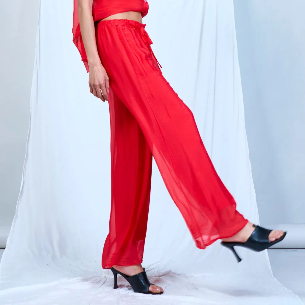 Silk chiffon sleek charcoal drawstring palazzo pants wholesale