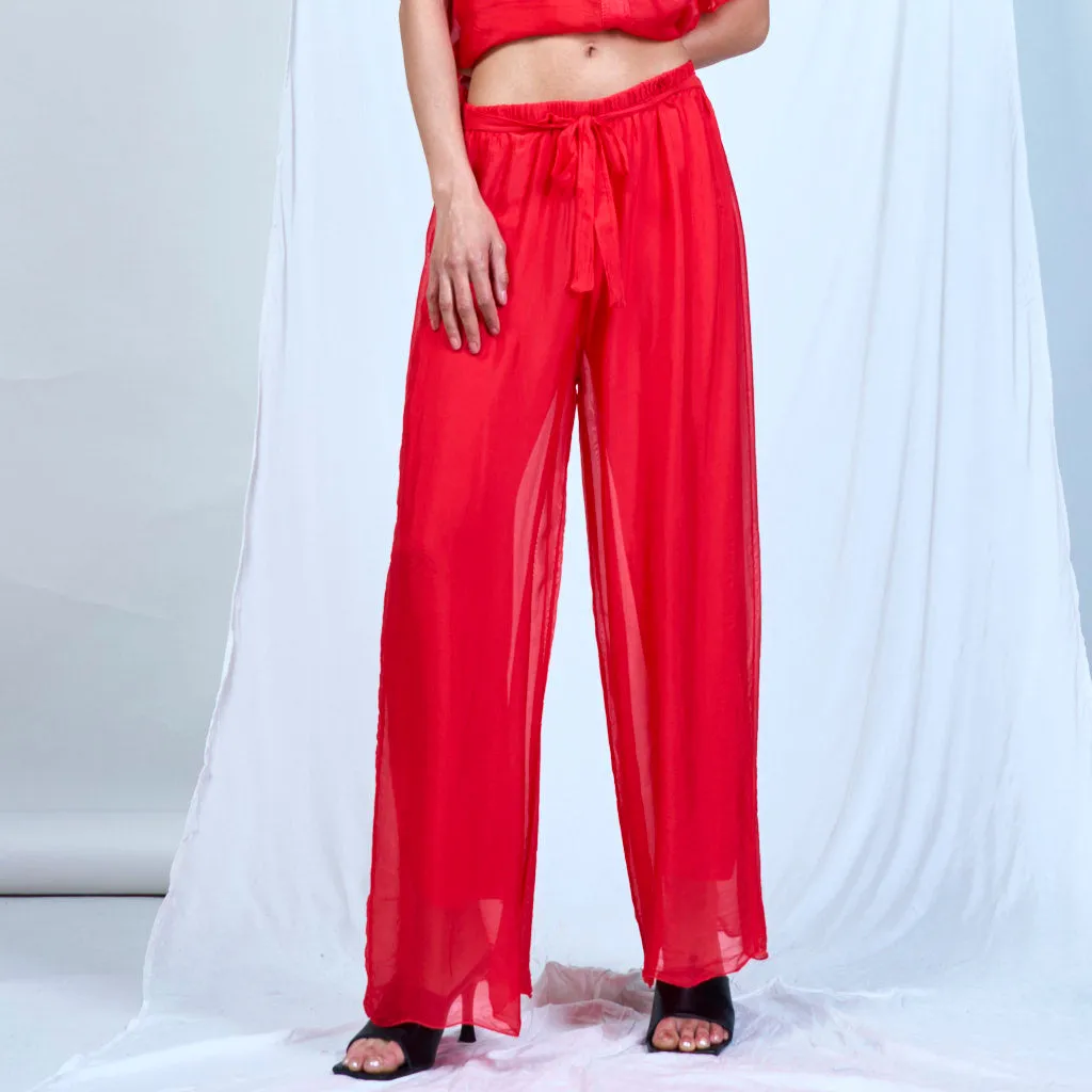 Silk chiffon sleek charcoal drawstring palazzo pants wholesale