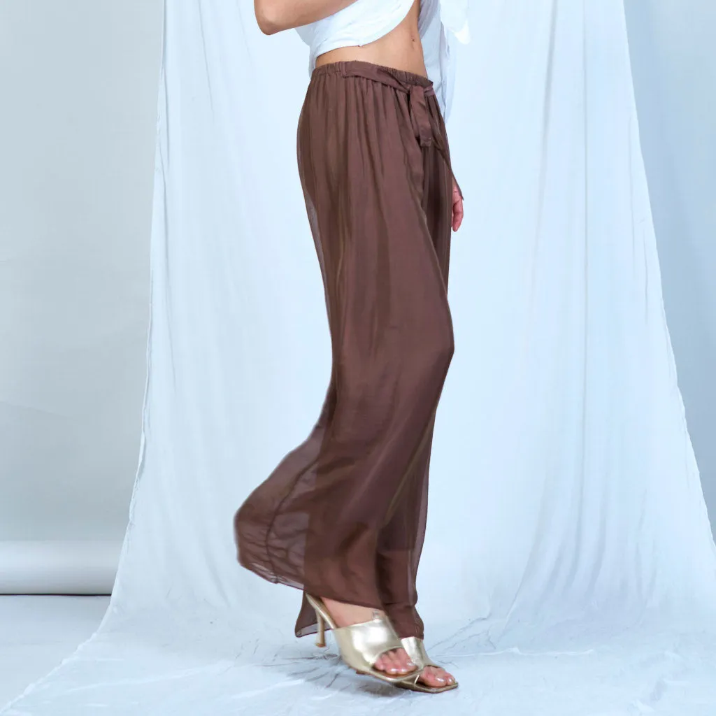 Silk chiffon sleek charcoal drawstring palazzo pants wholesale