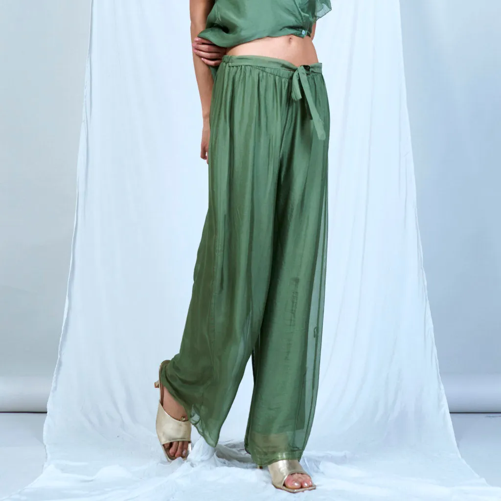 Silk chiffon sleek charcoal drawstring palazzo pants wholesale