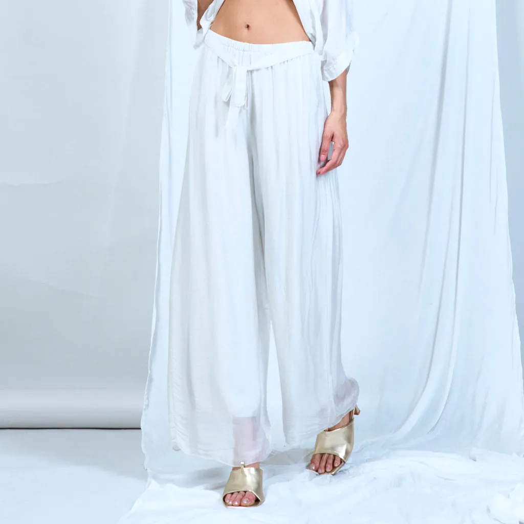 Silk chiffon sleek charcoal drawstring palazzo pants wholesale