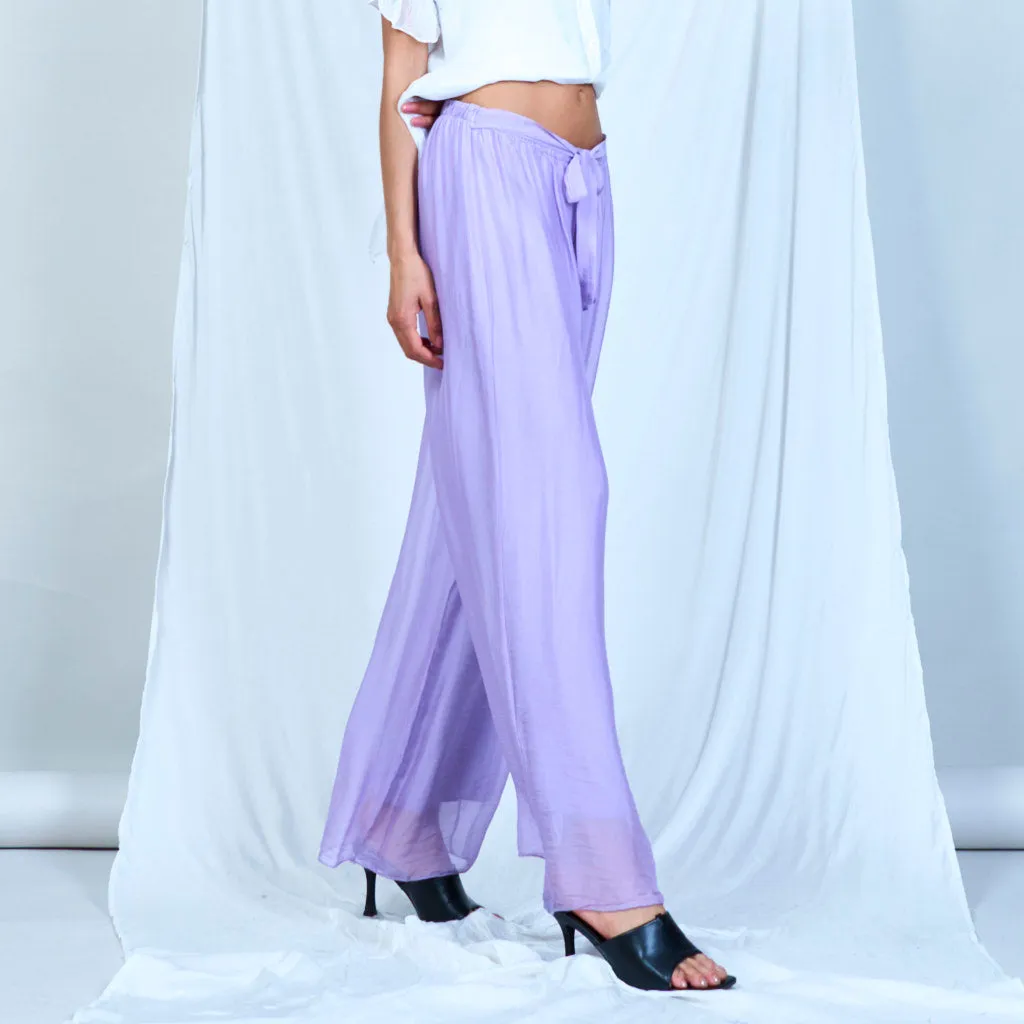 Silk chiffon sleek charcoal drawstring palazzo pants wholesale