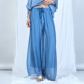 Silk chiffon sleek charcoal drawstring palazzo pants wholesale