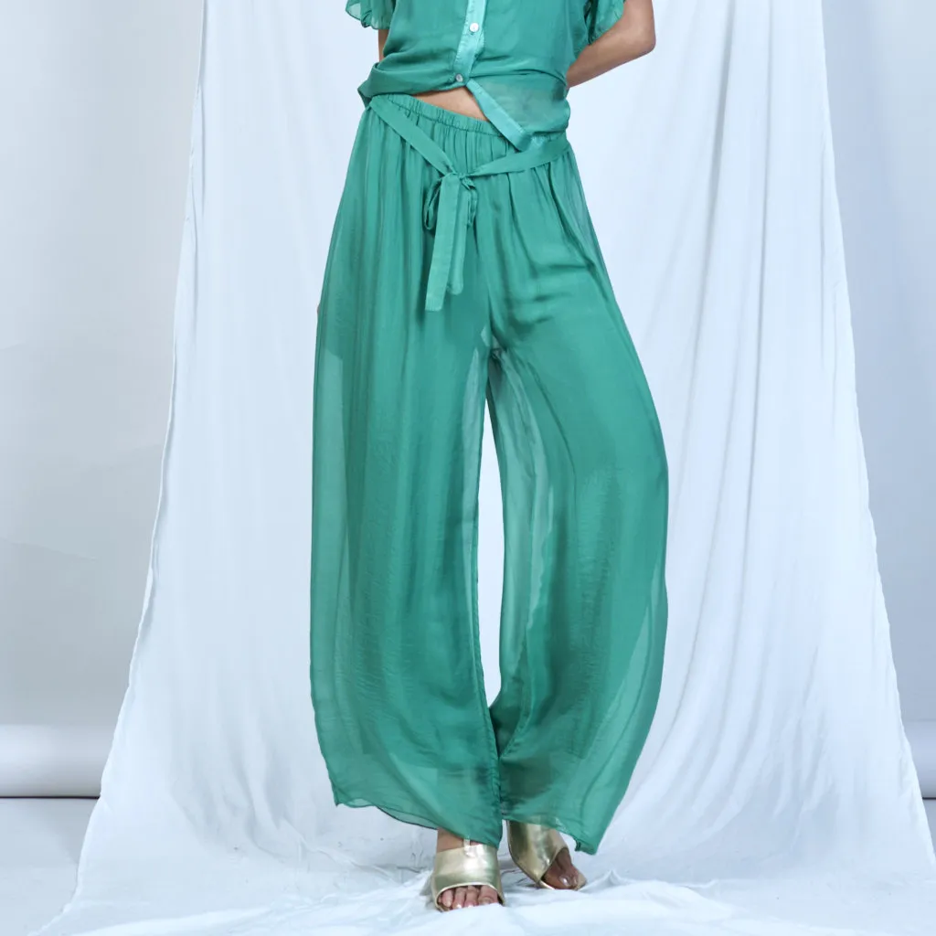 Silk chiffon sleek charcoal drawstring palazzo pants wholesale