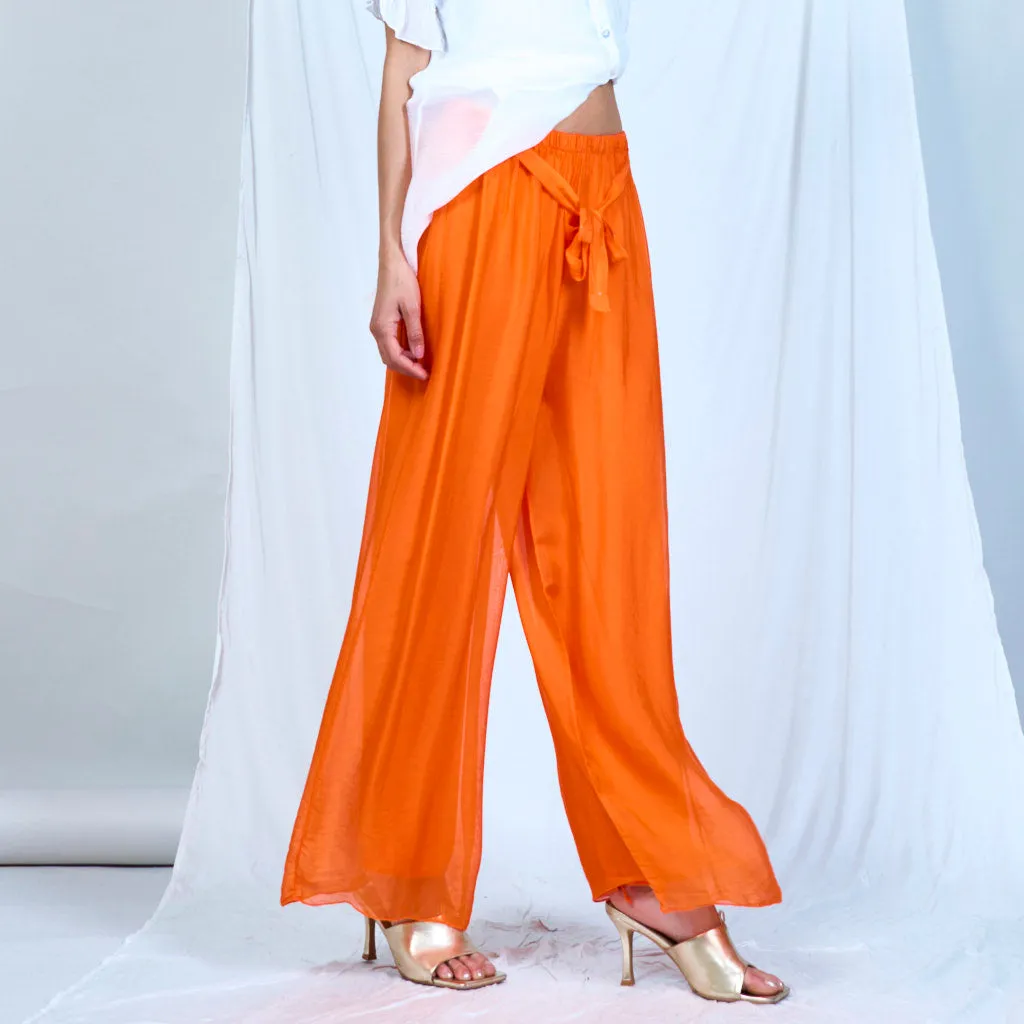 Silk chiffon sleek charcoal drawstring palazzo pants wholesale