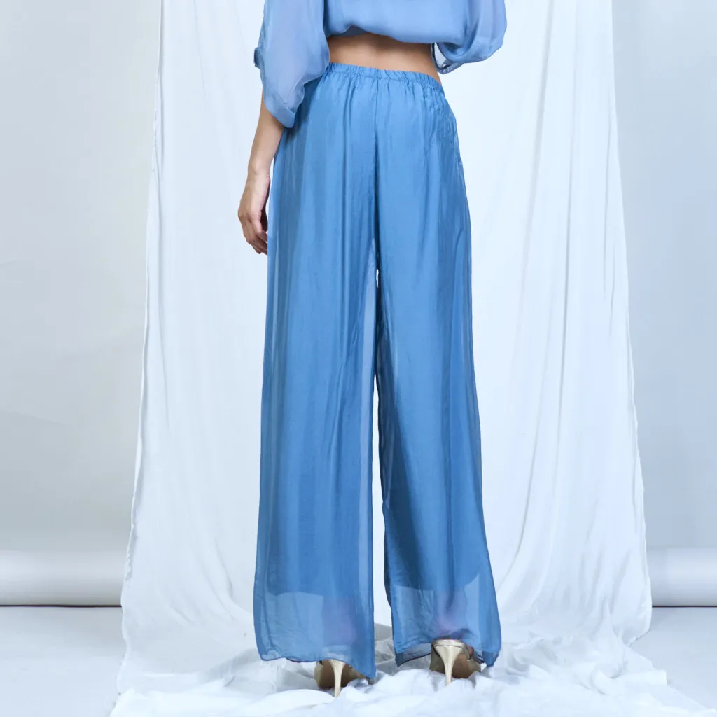 Silk chiffon sleek charcoal drawstring palazzo pants wholesale