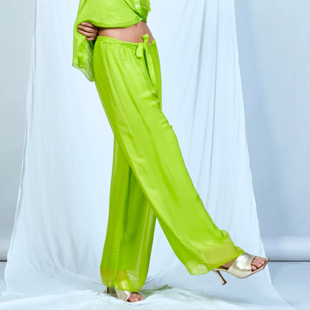 Silk chiffon sleek charcoal drawstring palazzo pants wholesale