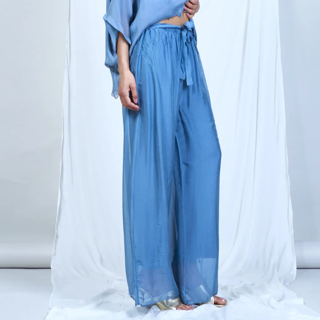 Silk chiffon sleek charcoal drawstring palazzo pants wholesale