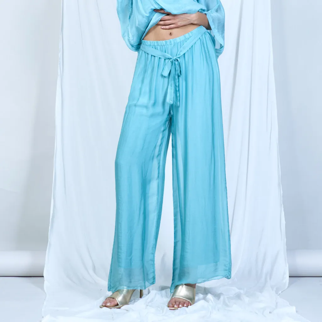 Silk chiffon sleek charcoal drawstring palazzo pants wholesale