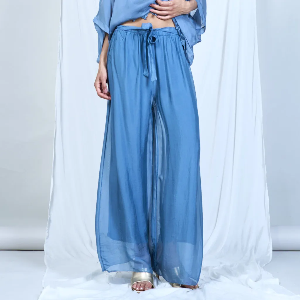 Silk chiffon sleek charcoal drawstring palazzo pants wholesale