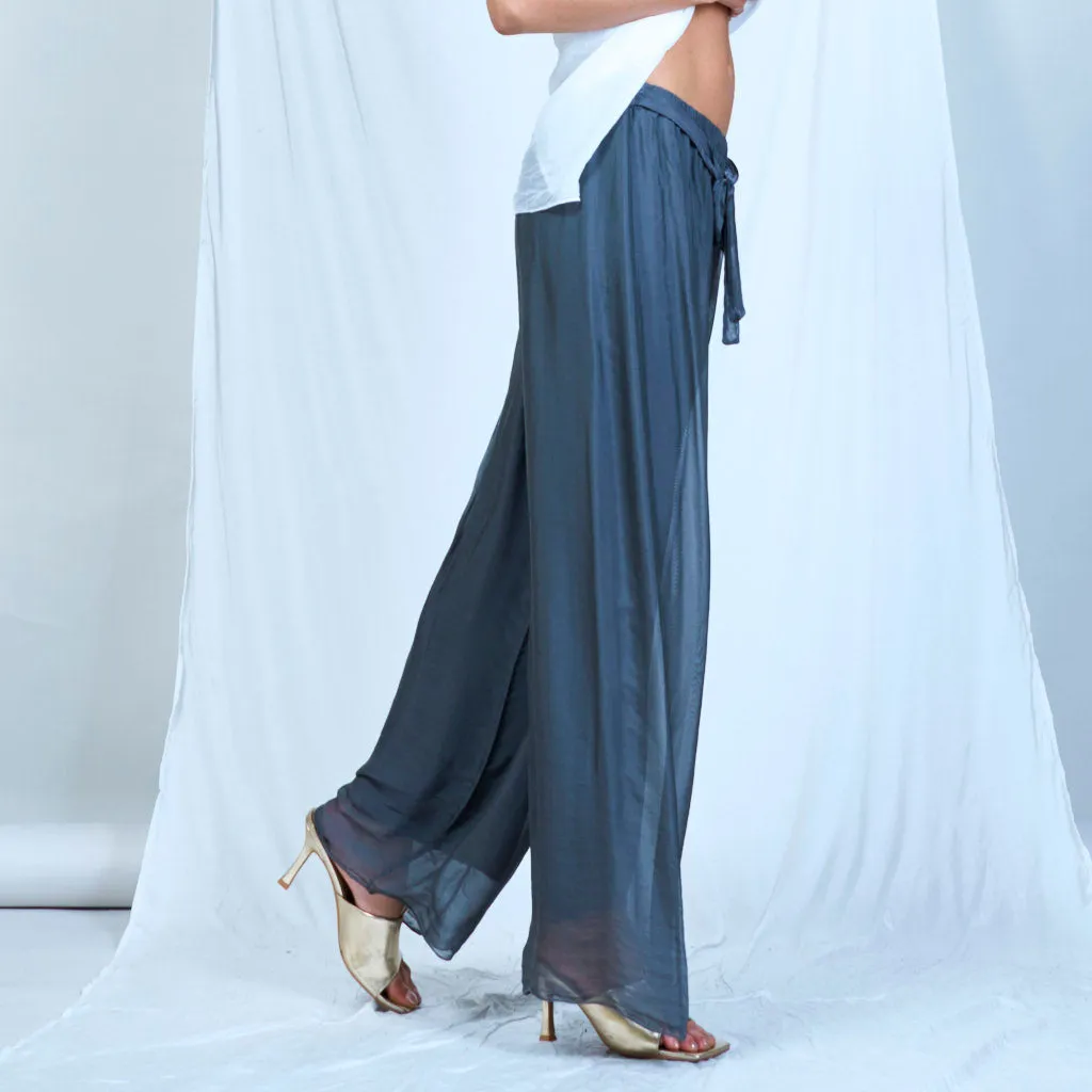 Silk chiffon sleek charcoal drawstring palazzo pants wholesale