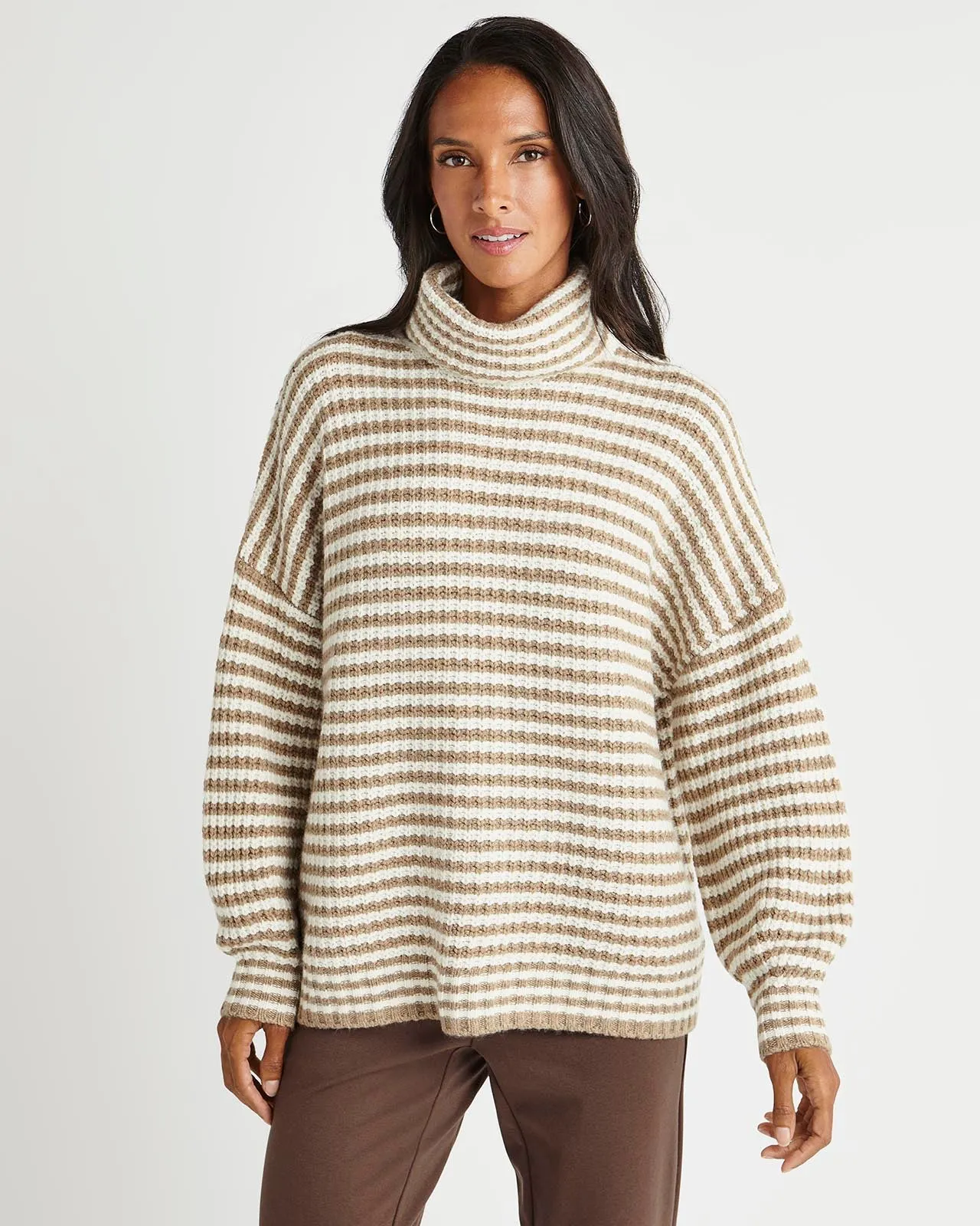 Splendid x Cella Jane Cashblend Striped Turtleneck Sweater