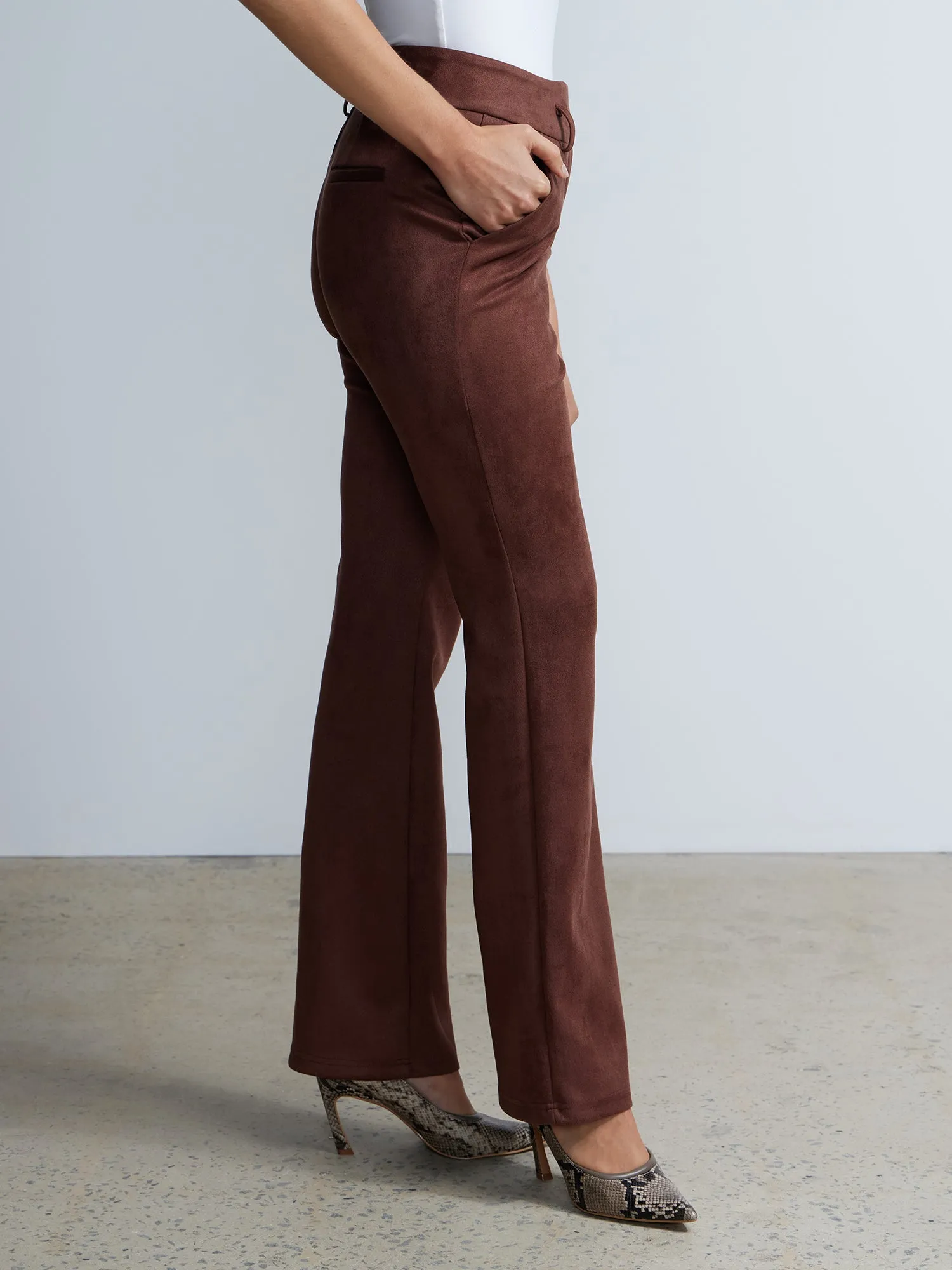 Suede High Rise Bootcut Pant