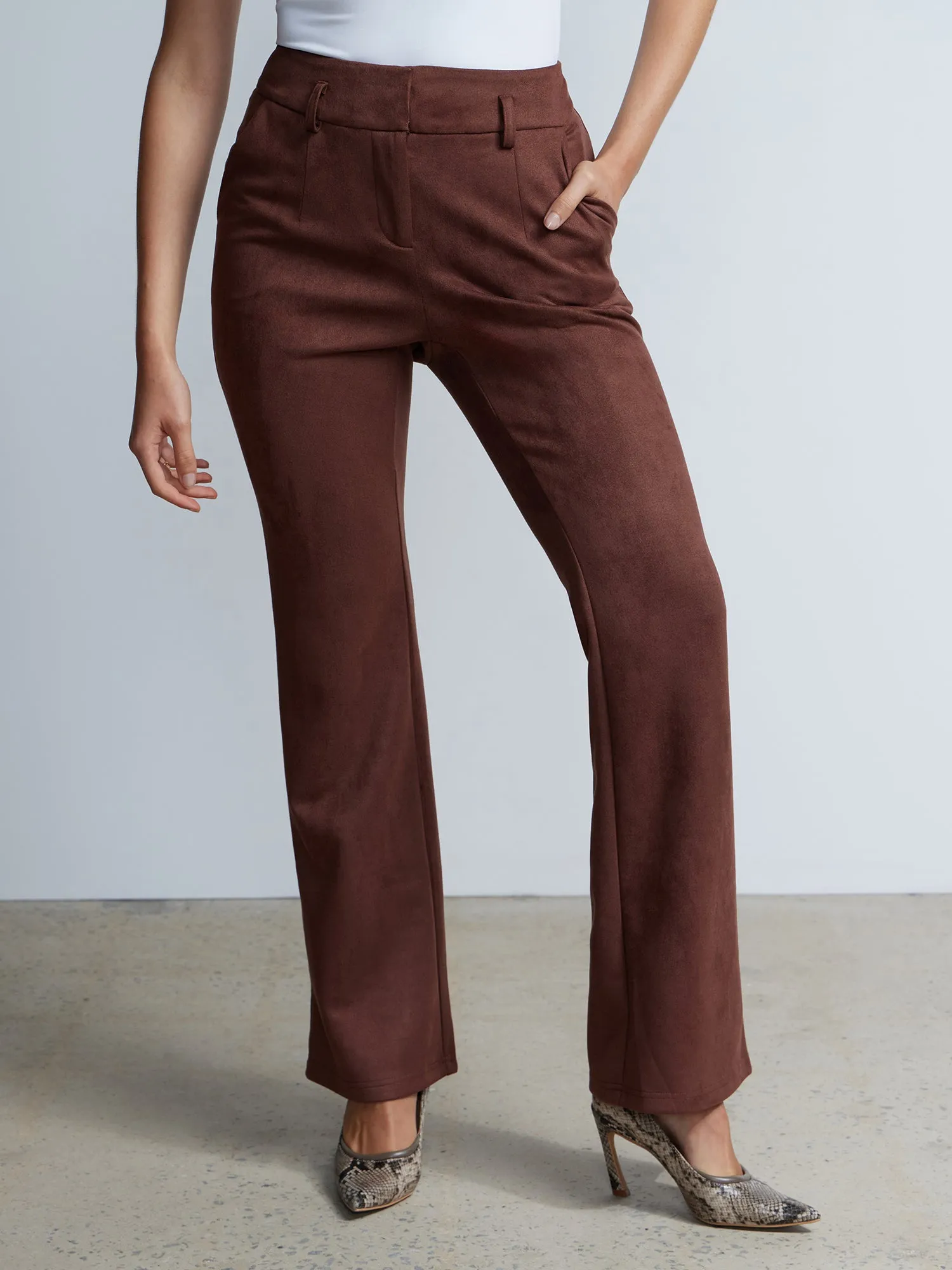 Suede High Rise Bootcut Pant