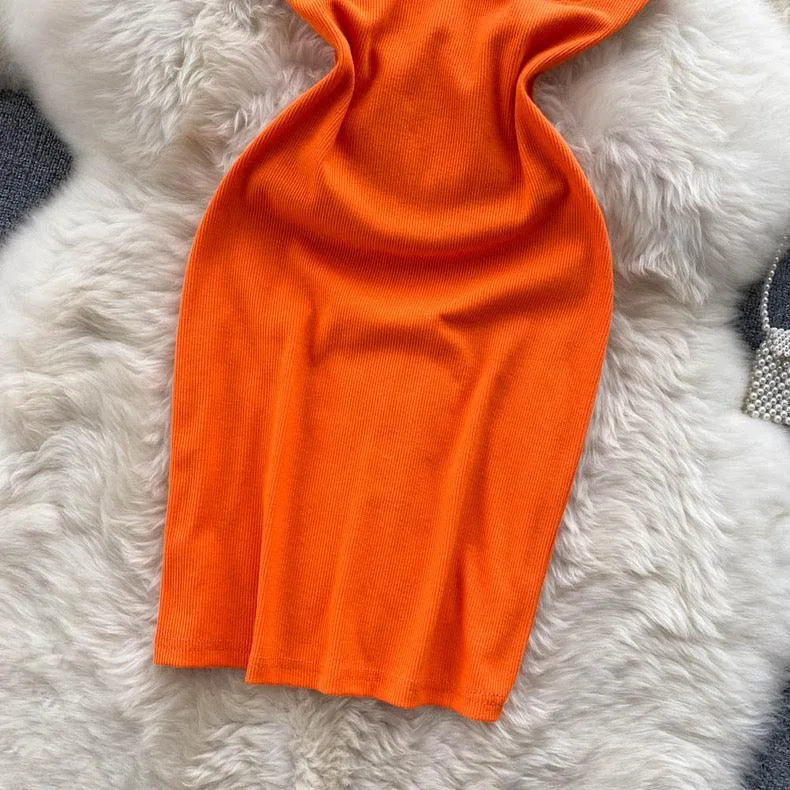 Suzie Tube Bodycon Dress In Orange