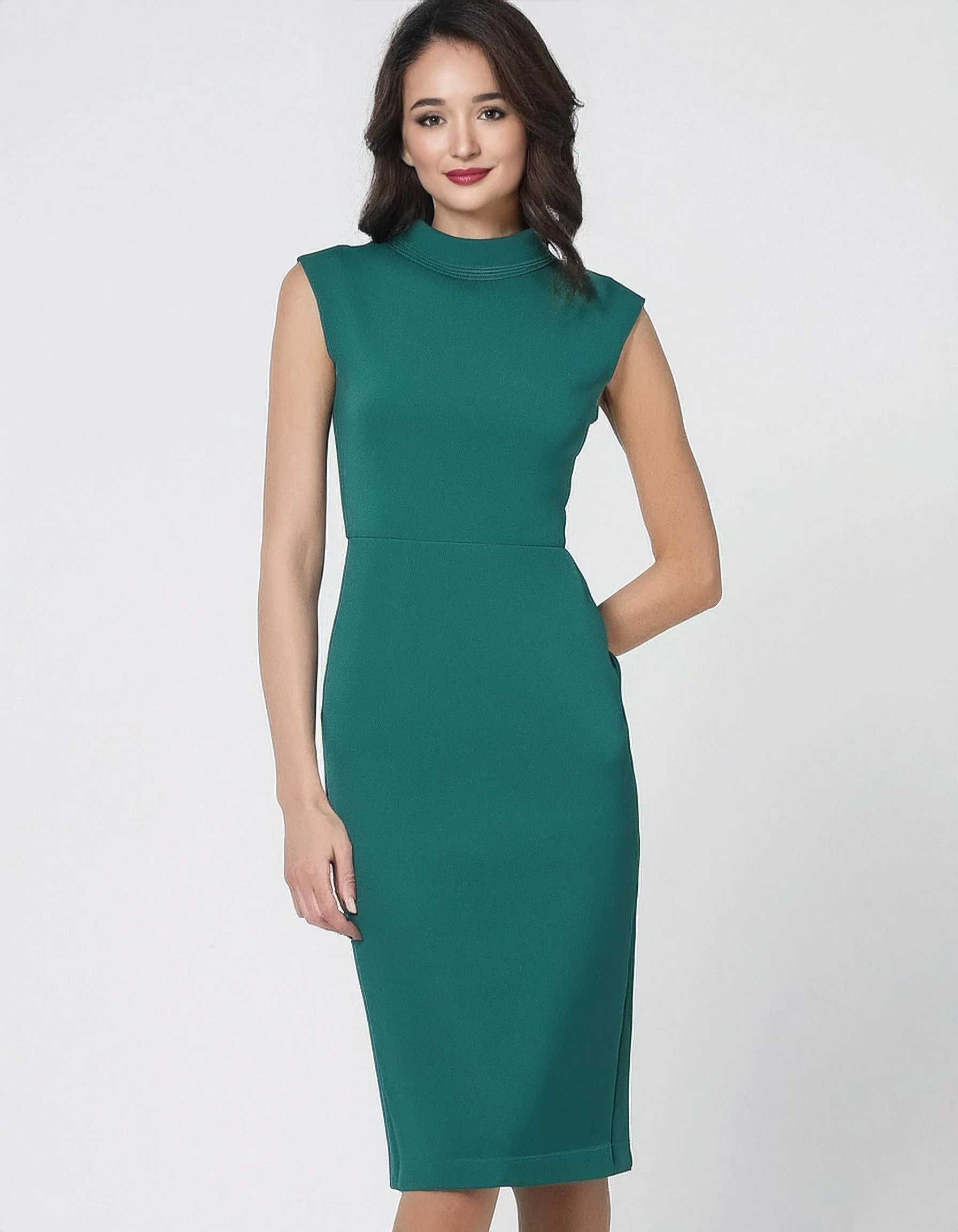 Teal Sleeveless Sheath Dress