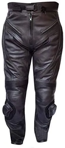 Warrior Gears® Mens All Black Racing Motorcycle Motorbike Cowhide Leather CE Protection Trousers