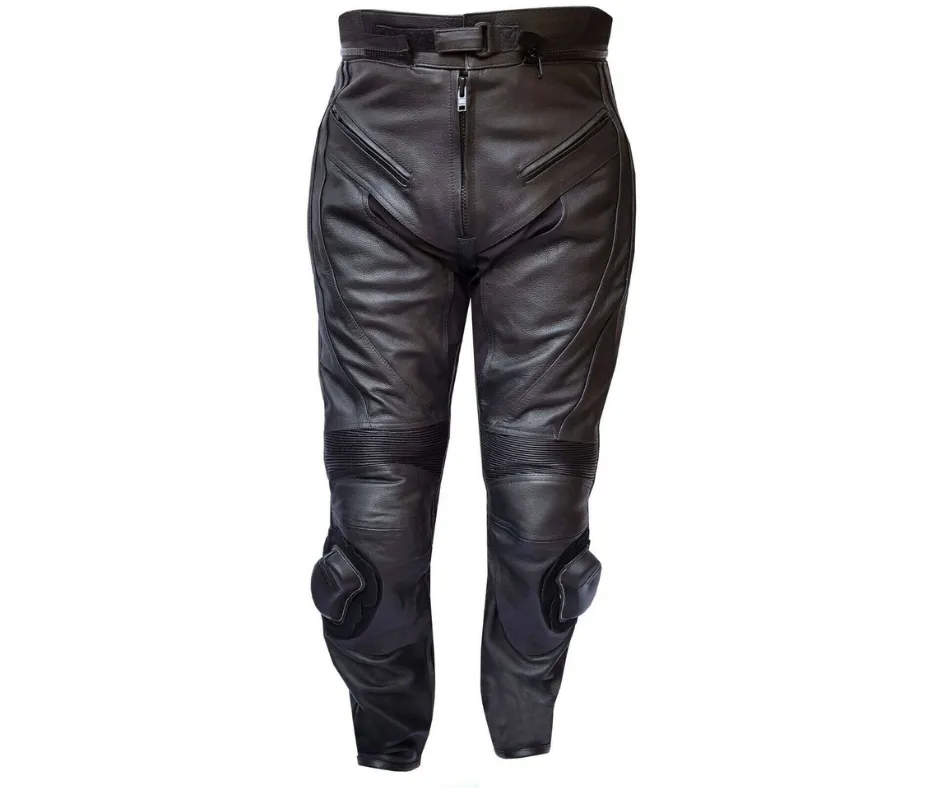 Warrior Gears® Mens All Black Racing Motorcycle Motorbike Cowhide Leather CE Protection Trousers