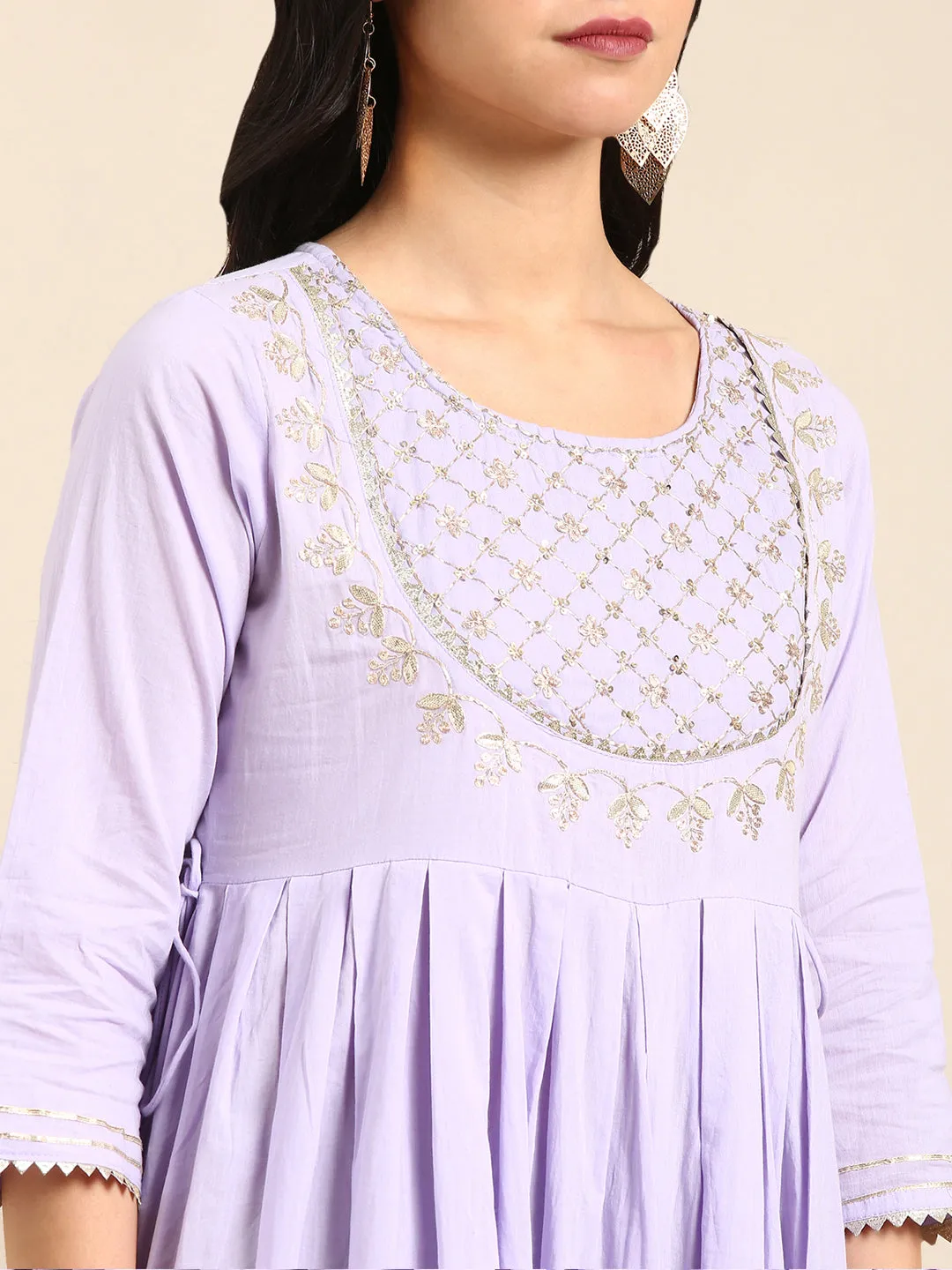 Women's Lavender Solid Anarkali Kurta