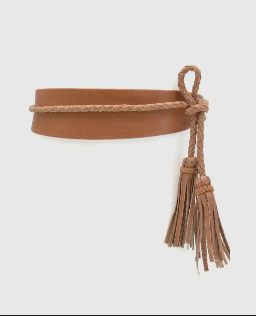 Wrap leather Fringe belt by ADA