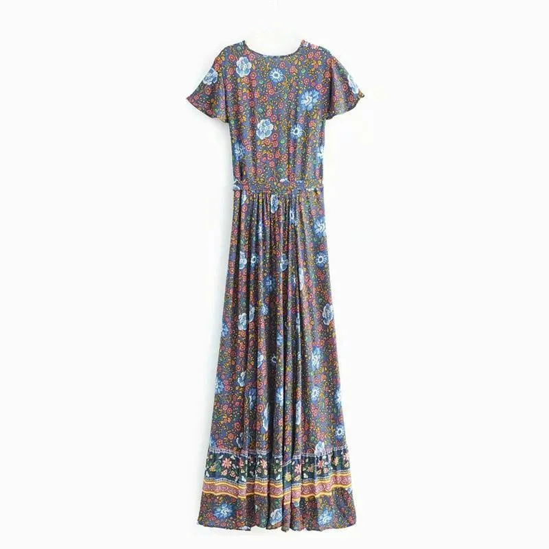 Wrap Maxi Dress Ladies Sexy V Neck Wrap Summer Boho Dresses