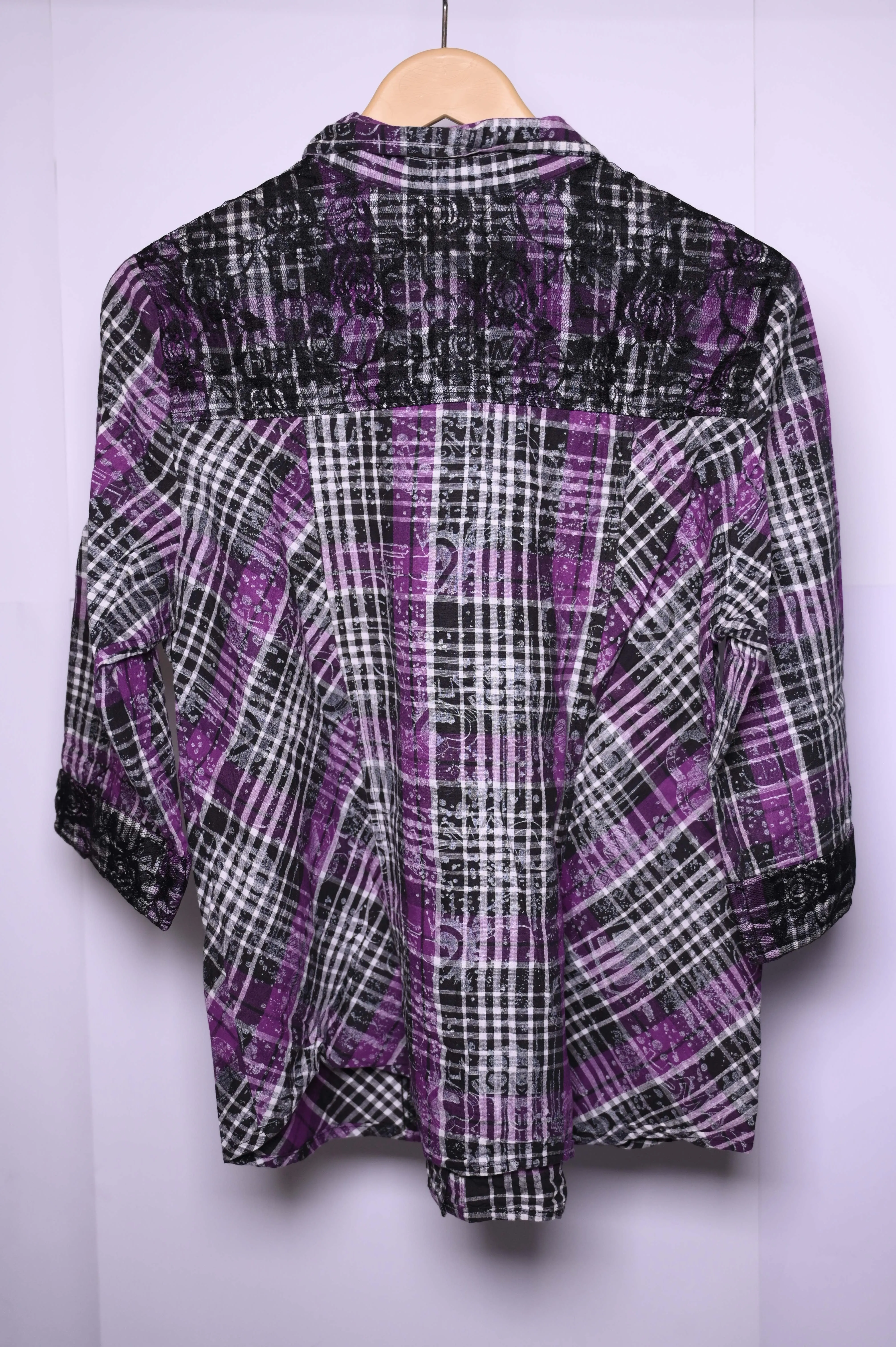 Zag Purple & Black Checks Button-Down