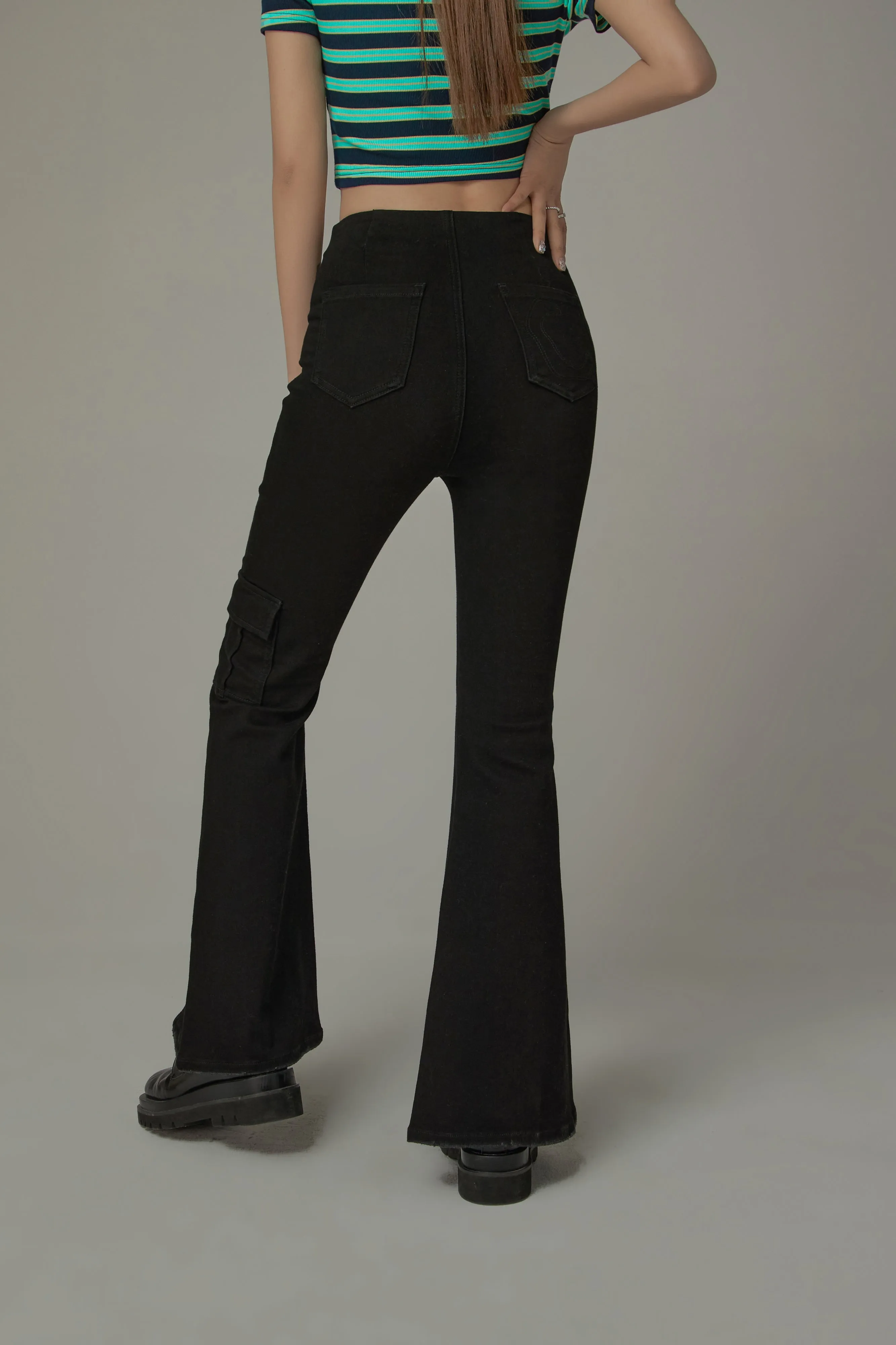 Zipper Slits Bootcut Pants